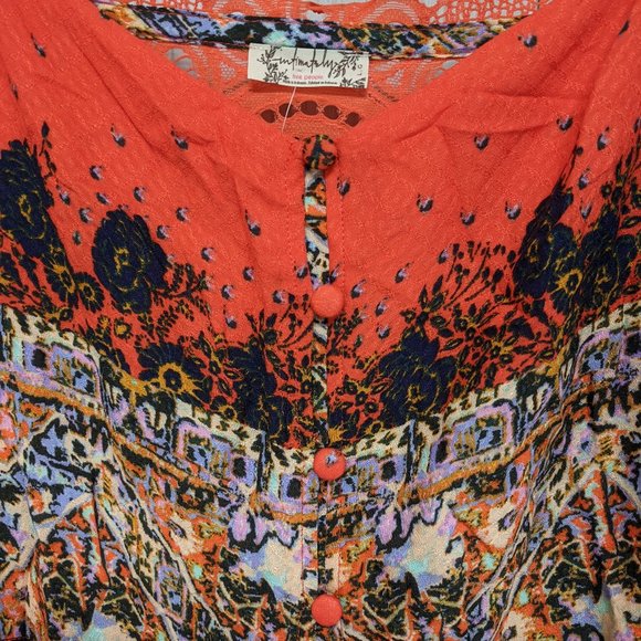 NWT Free People Red-Orange Floral Maxi Sundress Size L - Picture 6 of 8